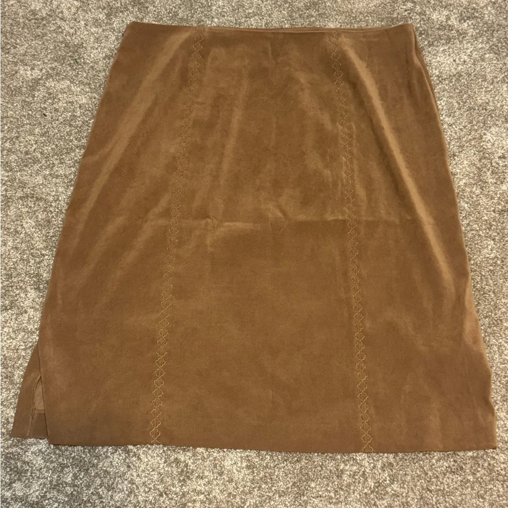 Talbots tan faux suede skirt.  Size 14